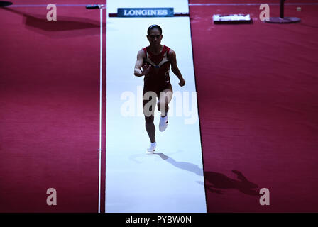 Doha, Qatar. 27 Oct, 2018. Oksana Chusovitina (UZB) à l'aller. GES/gym/Championnats du monde de gymnastique à Doha, Qualification, 27.10.2018 - GES/Gymnastique Artistique Gymnastique/Championnats du Monde : 27.10.2018 - utilisation dans le monde entier | Credit : dpa/Alamy Live News Banque D'Images