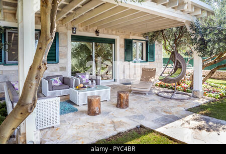 Villa de luxe avec terrasse vue sur la mer Méditerranée Banque D'Images