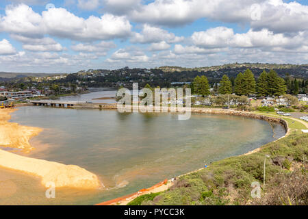 Vue aérienne du lac Narrabeen et lagoon,plages du nord de Sydney, Australie Banque D'Images