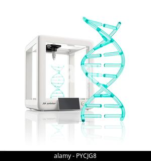 L'imprimante 3d pendant les travaux sur la nouvelle molécule d'ADN artificiel, illustration. Banque D'Images