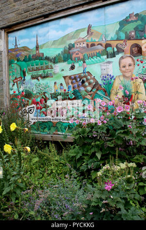 L'Incredible Edible fresque murale du p16 à Todmorden, West Yorkshire, Angleterre Banque D'Images