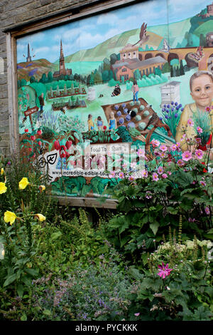 L'Incredible Edible fresque murale du p16 à Todmorden, West Yorkshire, Angleterre Banque D'Images