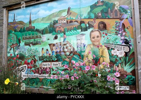 L'Incredible Edible fresque murale du p16 à Todmorden, West Yorkshire, Angleterre Banque D'Images