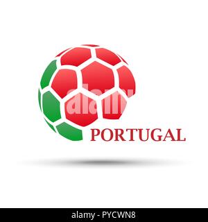 Bannière de football. Illustration Vecteur de résumé ballon de soccer avec les couleurs du drapeau national du Portugal Illustration de Vecteur