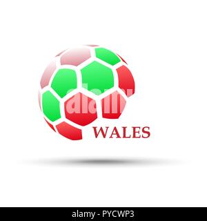 Bannière de football. Illustration Vecteur de résumé ballon de soccer avec les couleurs du drapeau national du pays de Galles Illustration de Vecteur