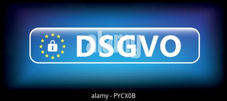 DSGVO UE panneau bleu avec le bouton lock vector illustration Illustration de Vecteur