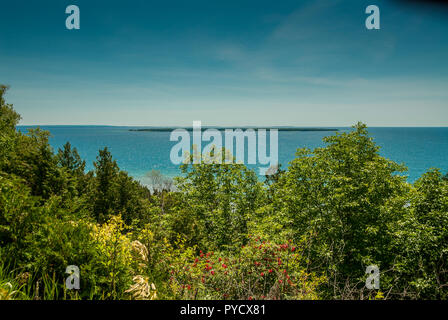 L'île de Sainte-Hélène - La péninsule du lac Michigan, USA - En mer règlement de Gros Cap réglé par des pêcheurs français. Banque D'Images