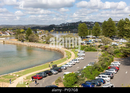 Vue aérienne du lagon du lac Narrabeen sur les plages du nord de Sydney, Nouvelle-Galles du Sud, Australie, 2018 Banque D'Images