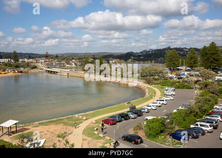 Vue aérienne du lagon du lac Narrabeen sur les plages du nord de Sydney, Nouvelle-Galles du Sud, Australie, 2018 Banque D'Images