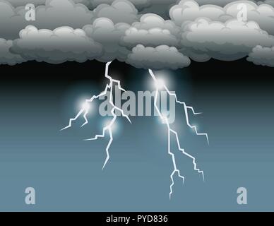 Scène de tempête avec illustration de la foudre Illustration de Vecteur