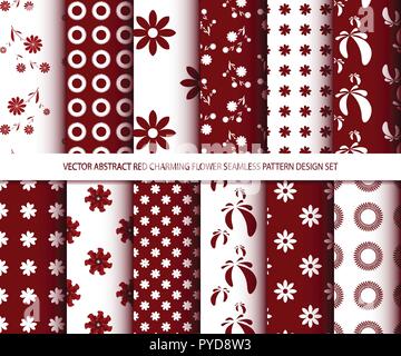 Vector abstract red charmantes seamless pattern design pattern set, y compris à l'intérieur de swatch Illustration de Vecteur