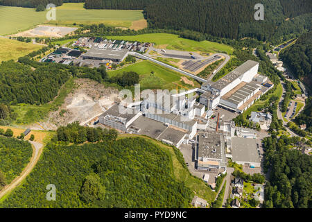 Vue aérienne de la construction, A. & C. brasserie Veltins GmbH & Co. KG, Grevenstein, Meschede, Rhénanie-Palatinat, Hesse, Allemagne, DEU, l'Europe, les oiseaux Banque D'Images