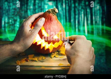 Une sculpture de citrouille Halloween Banque D'Images