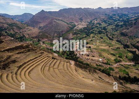 Détail de l'archéologue de pisac dans la vallée sacrée des Incas, près de la ville de Cuzco au Pérou Banque D'Images