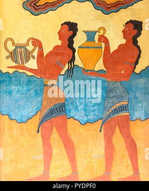 Tasse-porteur Fresco au Sud Propylaeum, Palais Minoen de Knossos, Héraklion (Irakleio), Région Irakleio, Crète, Grèce (Crète) Banque D'Images