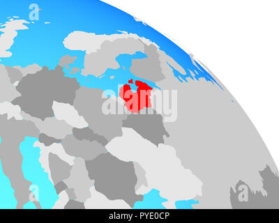 Les États baltes sur simple blue globe politique. 3D illustration. Banque D'Images