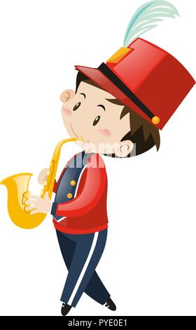 Membre de la bande de l'école à jouer du saxophone illustration Illustration de Vecteur