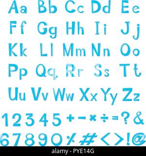 Font design pour l'anglais alphabets dans illustration bleu Illustration de Vecteur