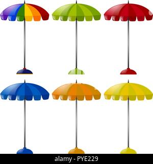 Parapluie dans six couleurs différentes illustration Illustration de Vecteur