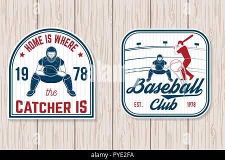 Jeu de baseball ou de softball club badge. Vector illustration. Concept pour chemise ou d'un logo, d'impression, de timbres ou de pièce en t. Typographie vintage design avec des battes de baseball, pâte hitting ball balle de baseball et de silhouette. Illustration de Vecteur