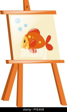 Poisson rouge sur toile en bois illustration Illustration de Vecteur