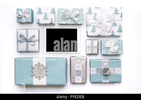 Achats en ligne, vente de Noël Concept. Boxing Day Sale Arrière-plan. Banque D'Images
