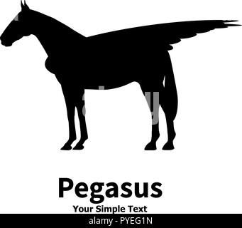 Vector illustration silhouette Pegasus posture droite Illustration de Vecteur