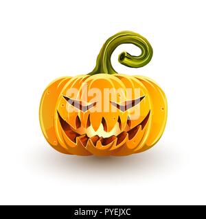 Citrouille Halloween sinistre rougeoyant. Jack-o-lanterne pour Halloween isolé sur fond blanc Illustration de Vecteur