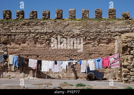 Les murs de la ville Medina, Essaouira, Maroc, Afrique Banque D'Images