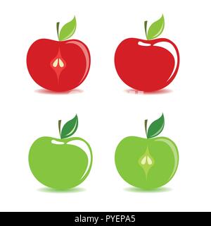 L'icône Apple rouge et vert sur fond blanc vector illustration EPS10 Illustration de Vecteur