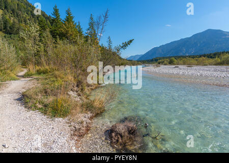 La rivière Isar, Oberisar ou du haut de l'Isar, Lenggries, Montagnes du Karwendel, les Alpes du Sud, Bavière, Allemagne, Europe Banque D'Images