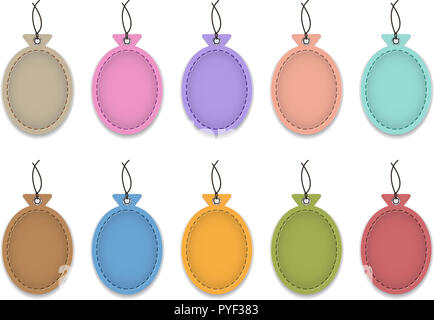 Les étiquettes colorées en cuir blanc en forme de ballons. Étiquettes de prix. Vector illustration Banque D'Images