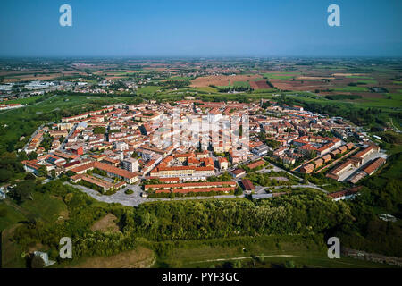 L'Italie, Frioul-Vénétie Julienne, Palmanova, patrimoine mondial de l'UNESCO, vue aérienne Banque D'Images