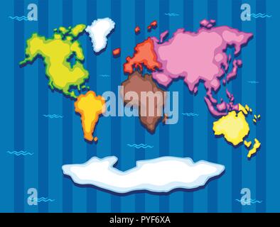 Carte du monde avec sept continents illustration Illustration de Vecteur