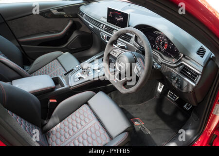 Hong Kong, Chine, 14 mai 2018 : Audi RS4 2018 Intérieur 14 mai 2018 à Hong Kong. Banque D'Images