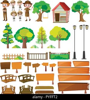 Les gardes du parc et des arbres produits illustration Illustration de Vecteur