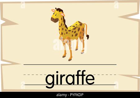 Conception Wordcard pour mot girafe illustration Illustration de Vecteur