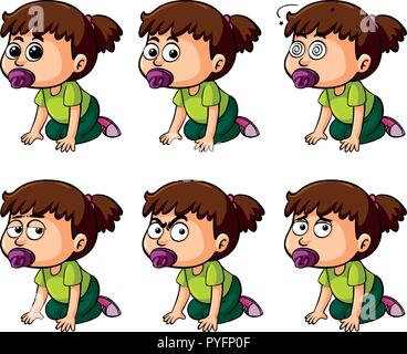 Un Dessin De Bebe Fille Avec Une Expression De Colere Image Vectorielle Stock Alamy