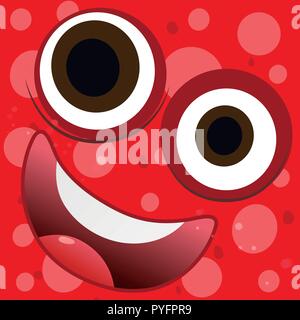 Visage drôle sur fond rouge illustration Illustration de Vecteur
