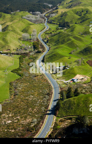 State Highway 5, près de Rotorua, île du Nord, Nouvelle-Zélande - vue aérienne Banque D'Images