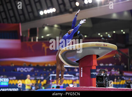 Doha, Katar. 27 Oct, 2018. Simone Biles (USA) à l'aller. GES/gym/Championnats du monde de gymnastique à Doha, Qualification, 27.10.2018 - GES/Gymnastique Artistique Gymnastique/Championnats du Monde : 27.10.2018 - utilisation dans le monde entier | Credit : dpa/Alamy Live News Banque D'Images