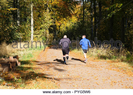 Edinburgh, Royaume-Uni. 27 octobre, 2018. Joggers profiter du plein air à Dalkeith Country Park avec les couleurs de l'automne. Credit : Craig Brown/Alamy Live News. Banque D'Images