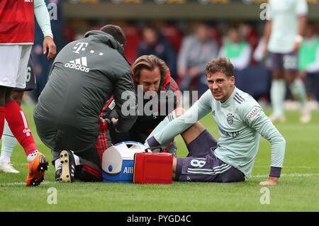 Mainz, Allemagne. 27 Oct, 2018. firo : 27.10.2018 Football, Football : 1. Saison 2018/2019, Bundesliga FSV FSV FSV Mainz 05 - FC Bayern Munich Munich FC Leon Goretzka, blessures, blessures, l'utilisation de crédit dans le monde entier | : dpa/Alamy Live News Banque D'Images