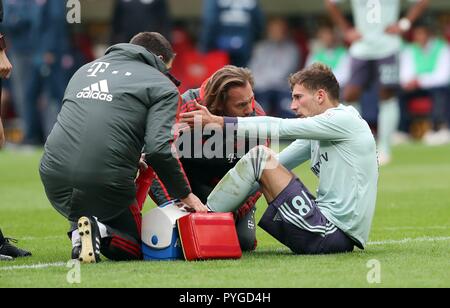 Mainz, Allemagne. 27 Oct, 2018. firo : 27.10.2018 Football, Football : 1. Saison 2018/2019, Bundesliga FSV FSV FSV Mainz 05 - FC Bayern Munich Munich FC Leon Goretzka, blessures, blessures, traitement | Conditions de crédit dans le monde entier : dpa/Alamy Live News Banque D'Images