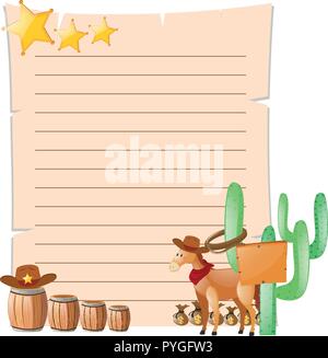 Modèle de papier à cheval en ville de l'ouest illustration Illustration de Vecteur