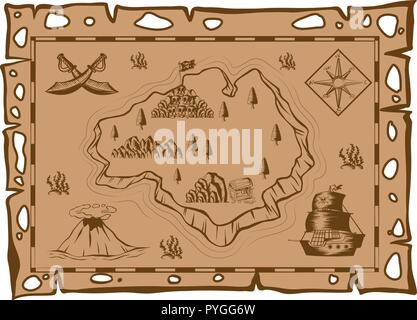 Carte au trésor sur papier brun illustration Illustration de Vecteur