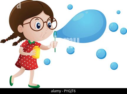 Little girl blowing bubbles illustration Illustration de Vecteur