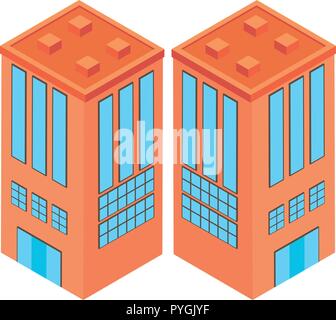 La conception 3D pour la construction avec de nombreuses fenêtres illustration Illustration de Vecteur