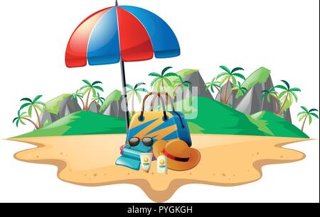 Thème d'été avec des accessoires sur beach illustration Illustration de Vecteur