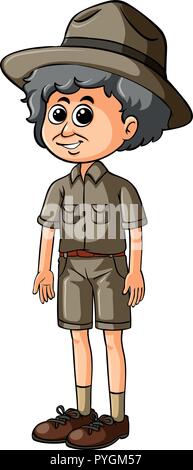 Vieil homme en costume safari illustration Illustration de Vecteur